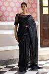 Buy_Basanti - Kapde Aur Koffee_Black Georgette Sequins, Swarovski Boat Embroidered Saree With Blouse_at_Aza_Fashions