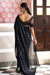 Shop_Basanti - Kapde Aur Koffee_Black Georgette Sequins, Swarovski Boat Embroidered Saree With Blouse_at_Aza_Fashions