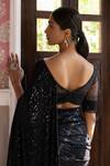 Basanti - Kapde Aur Koffee_Black Georgette Sequins, Swarovski Boat Embroidered Saree With Blouse_at_Aza_Fashions