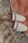 Coral Haze_Brown Striped Jacquard Saddle Mules_Online_at_Aza_Fashions