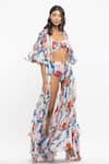 Buy_Mandira Wirk_White Chiffon And Lyrca Print Abstract Sweetheart Neck Bikini With Cover Up _at_Aza_Fashions