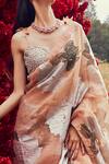 Shop_Bhumika Sharma_Peach Organza And Embroidery Dahlia Sweetheart Neck Saree With Blouse _Online_at_Aza_Fashions