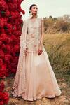 Buy_Bhumika Sharma_Beige Organza And Embroidery Nurekha Boat Kurta Lehenga Set _at_Aza_Fashions