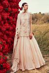 Buy_Bhumika Sharma_Beige Organza And Embroidery Nurekha Boat Kurta Lehenga Set _Online_at_Aza_Fashions