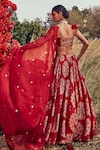 Bhumika Sharma_Red Organza And Embroidery Tara V Neck Lehenga Set_Online_at_Aza_Fashions