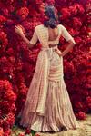 Buy_Bhumika Sharma_Beige Georgette, Shantoon And Net Tara Print & Pre-stitched Saree With Blouse _Online_at_Aza_Fashions