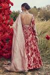 Shop_Bhumika Sharma_Red Organza, Shantoon And Crepe Satin Pearl, Bahaar Print, Anarkali With Dupatta_at_Aza_Fashions