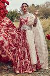 Buy_Bhumika Sharma_Red Organza, Shantoon And Crepe Satin Pearl, Bahaar Print, Anarkali With Dupatta_Online_at_Aza_Fashions