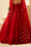 Shop_Bhumika Sharma_Red Organza Embroidery Sweetheart Neck Bridal Lehenga Set _Online_at_Aza_Fashions