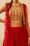 Bhumika Sharma_Red Georgette Embroidered Cape And Skirt Set _at_Aza_Fashions