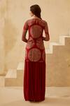 Shop_Bhumika Sharma_Red Georgette Round Printed Kurta And Pant Set _at_Aza_Fashions