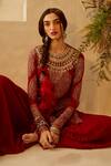 Buy_Bhumika Sharma_Red Georgette Round Printed Kurta And Pant Set _Online_at_Aza_Fashions