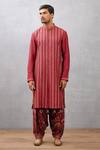 Buy_Torani_Red Kurta Viscose Raw , Salwar Cotton Gota, Sanobar Aadeel Work Set _at_Aza_Fashions