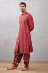 Torani_Red Kurta Viscose Raw , Salwar Cotton Gota, Sanobar Aadeel Work Set _Online_at_Aza_Fashions