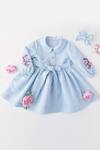 Buy_Bagichi_Blue Embroidered Dress For Girls_at_Aza_Fashions