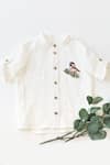 Buy_Bagichi_White Soft Linen Cotton Blend Embroidered Shirt  _at_Aza_Fashions