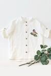 Shop_Bagichi_White Soft Linen Cotton Blend Embroidered Shirt  _at_Aza_Fashions