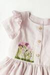 Shop_Bagichi_Pink Linen, Cotton Embroidery Dress _at_Aza_Fashions