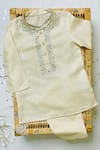 Buy_Bagichi_Beige Cotton Embroidery Kurta And Pant Set _at_Aza_Fashions