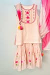 Shop_Bagichi_Pink , Satin Embroidery, Tassels, Lace Kurta And Sharara Pant Set _at_Aza_Fashions