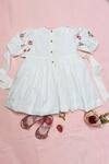 Shop_Bagichi_White Hand Painted Dress For Girls_at_Aza_Fashions