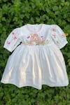 Buy_Bagichi_White Hand Painted Dress For Girls_at_Aza_Fashions