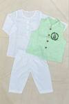 Buy_Bagichi_White Embroidered Bundi And Kurta Set For Boys_at_Aza_Fashions