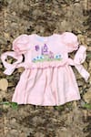 Buy_Bagichi_Peach Embroidered Dress For Girls_at_Aza_Fashions