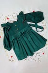 Shop_Bagichi_Green Cotton Corduroy Printed Dress _at_Aza_Fashions