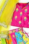 Bagichi_Multi Color Cotton Blend Dupion Hand Painted Chanderi Silk Lehenga Set  _Online_at_Aza_Fashions