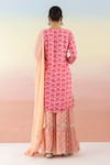 Shop_Basanti - Kapde Aur Koffee_Pink Cotton Embroidered Floral Round Print Kurta Sharara Set _at_Aza_Fashions