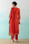 Shop_Basanti - Kapde Aur Koffee_Red Cotton Embroidered Bandhani Notched Print Kurta Set For Women_at_Aza_Fashions