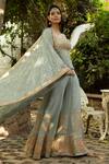 Basanti - Kapde Aur Koffee_Grey Embroidered Peplum Kurta Set_Online_at_Aza_Fashions