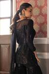 Shop_Basanti - Kapde Aur Koffee_Black Georgette, Dupatta Soft Net Sequins Round Embroidered Kurta Sharara Set_Online_at_Aza_Fashions