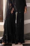 Basanti - Kapde Aur Koffee_Black Georgette, Dupatta Soft Net Sequins Round Embroidered Kurta Sharara Set_at_Aza_Fashions