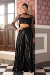 Buy_Basanti - Kapde Aur Koffee_Black Georgette Hand Embroidered Sequins Scoop Neck Blouse Sharara Set _at_Aza_Fashions