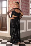 Shop_Basanti - Kapde Aur Koffee_Black Georgette Hand Embroidered Sequins Scoop Neck Blouse Sharara Set _at_Aza_Fashions