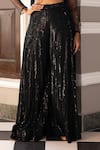 Basanti - Kapde Aur Koffee_Black Georgette Hand Embroidered Sequins Scoop Neck Blouse Sharara Set _at_Aza_Fashions