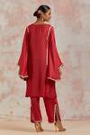 Shop_Basanti - Kapde Aur Koffee_Red Muslin Gota Boat Butterfly Sleeve Kurta Pant Set_at_Aza_Fashions