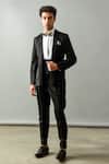 Buy_Agape_Black Suiting Fabric Shawl Lapel Tuxedo Set_at_Aza_Fashions