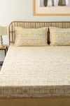 Buy_House This_Yellow 100 % Cotton Print King Bed Sheet Set _at_Aza_Fashions