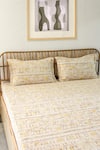 Shop_House This_Yellow 100 % Cotton Print King Bed Sheet Set _at_Aza_Fashions