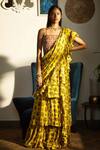 Bhumika Sharma_Yellow Crepe Ruffle Layered Saree_Online_at_Aza_Fashions