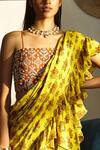 Buy_Bhumika Sharma_Yellow Crepe Ruffle Layered Saree_Online_at_Aza_Fashions