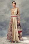 Buy_Bhumika Sharma_Multi Color Georgette Round Printed Anarkali With Dupatta And Belt _at_Aza_Fashions