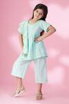 Buy_Banana Bee_Blue Embellished Kurta Set For Girls_Online_at_Aza_Fashions