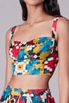 Buy Saaksha & Kinni Multi Color Satin Sweetheart Neck Ikat Print Crop Top Online at Aza Fashions Buy_Saaksha & Kinni_Multi Color Satin Sweetheart Neck Ikat Print Crop Top _Online_at_Aza_Fashions