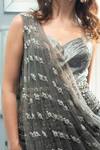 Shop_Monisha Jaising_Grey Tulle Embroidery Sweetheart Neck Pre-draped Saree Gown _at_Aza_Fashions