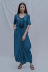 Buy_Bohame_Blue Tencel Draped Dress _at_Aza_Fashions
