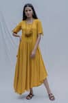 Bohame Yellow Tencel Asymmetric Dress Online at Aza Fashions Bohame_Yellow Tencel Asymmetric Dress _Online_at_Aza_Fashions